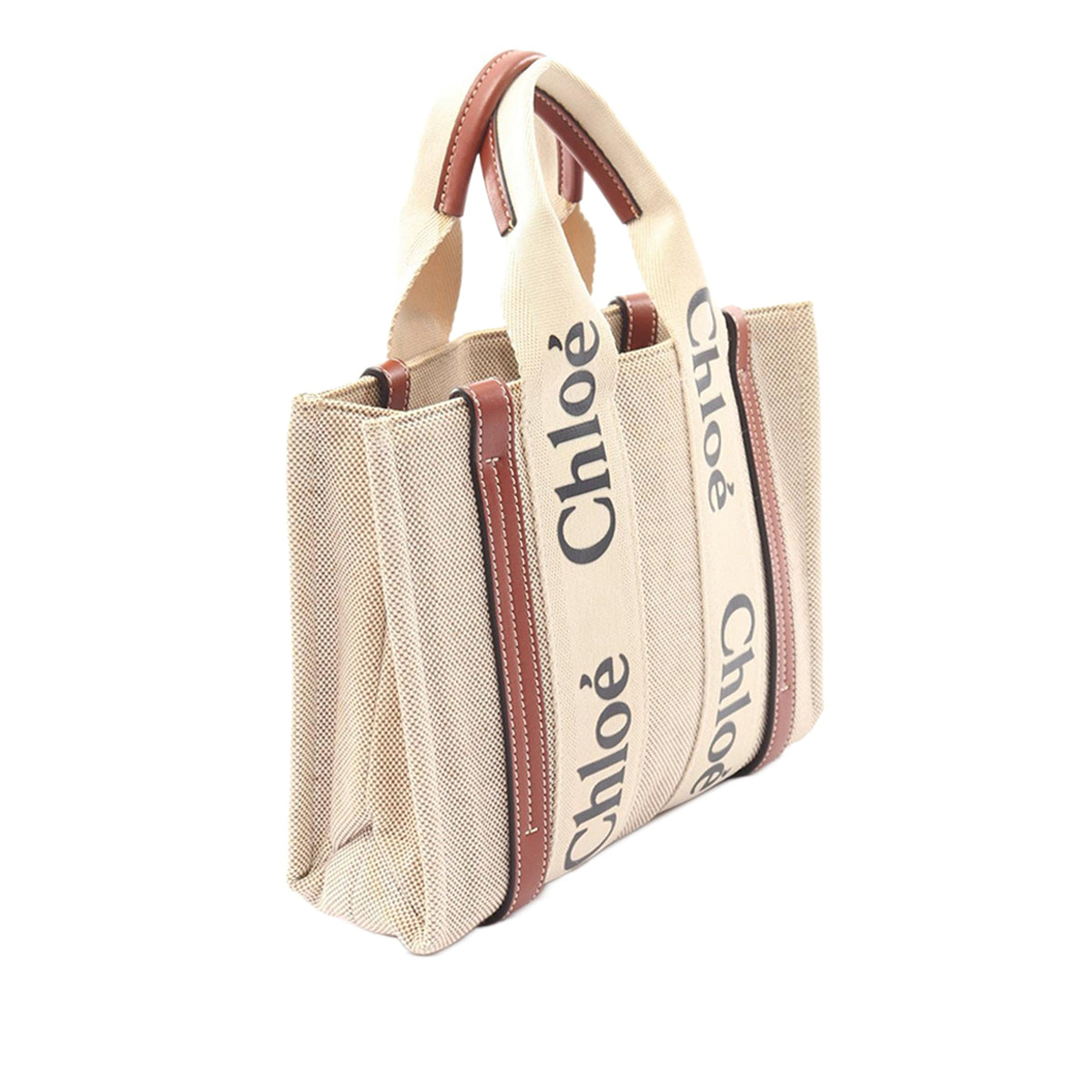 Chloé Small Canvas Woody Tote — Beige