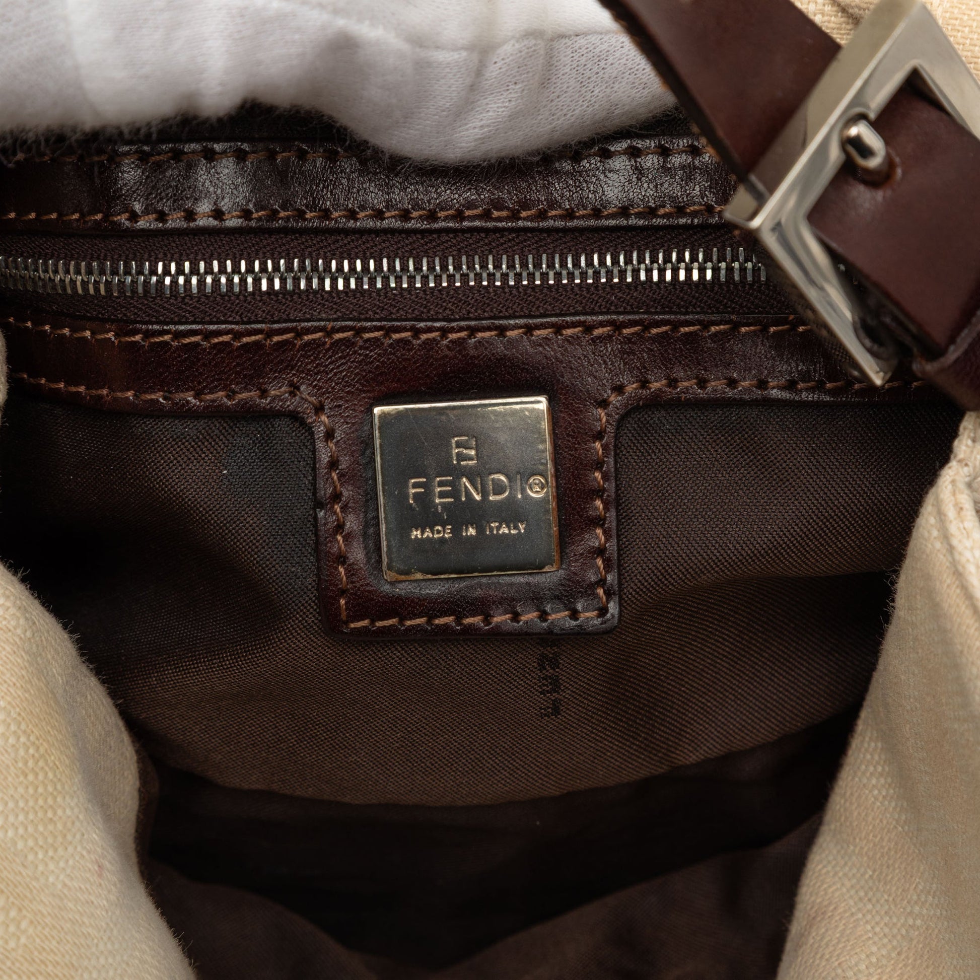 Fendi Zucca Canvas Double Flap Mamma