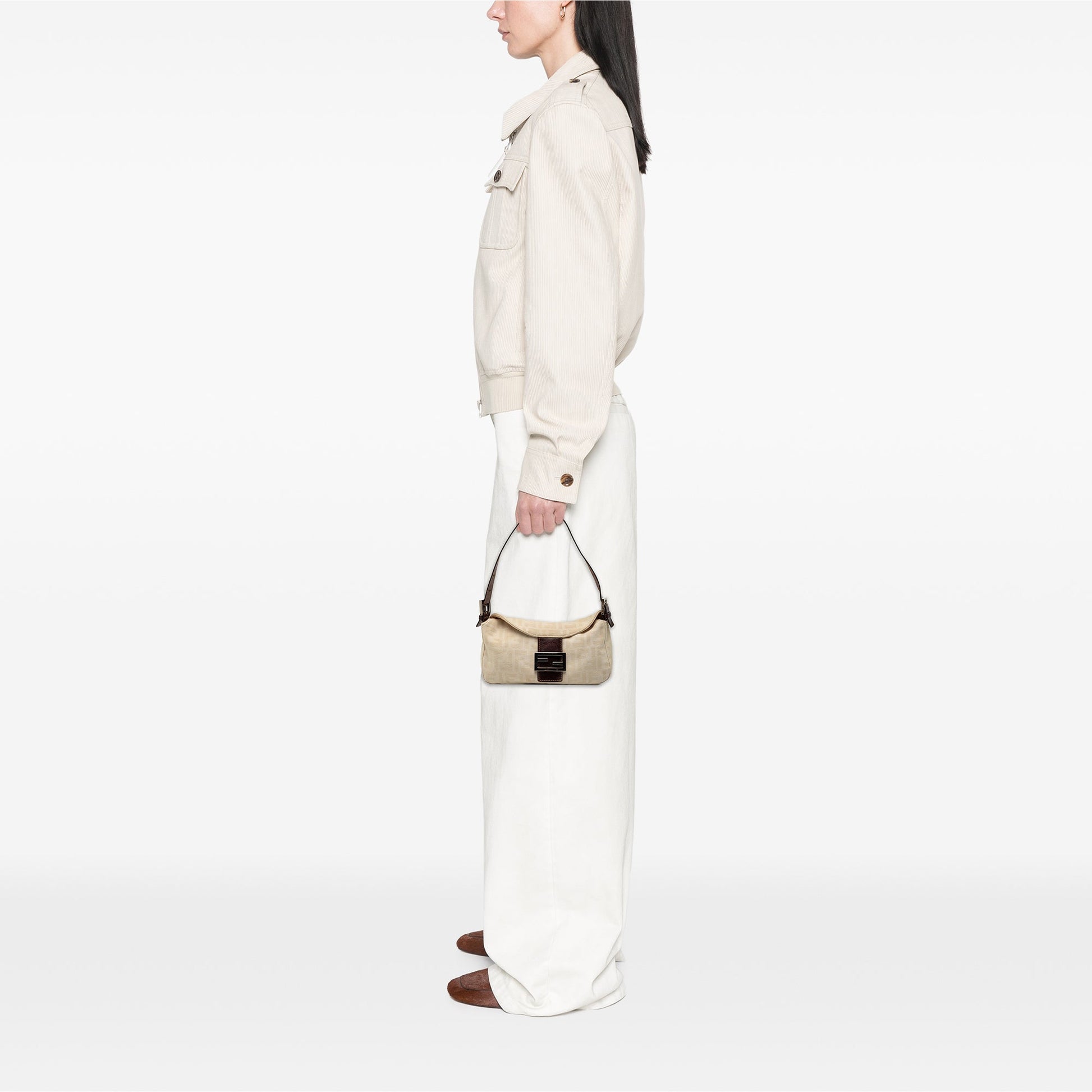 Fendi Zucca Canvas Double Flap Mamma