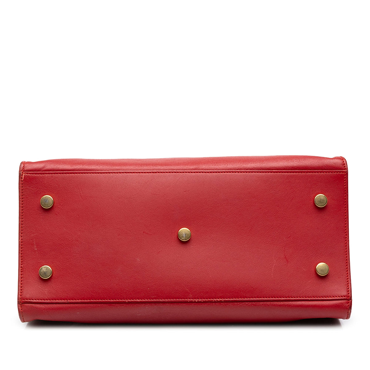 Saint Laurent Small Leather Monogram Downtown Cabas Satchel — Red
