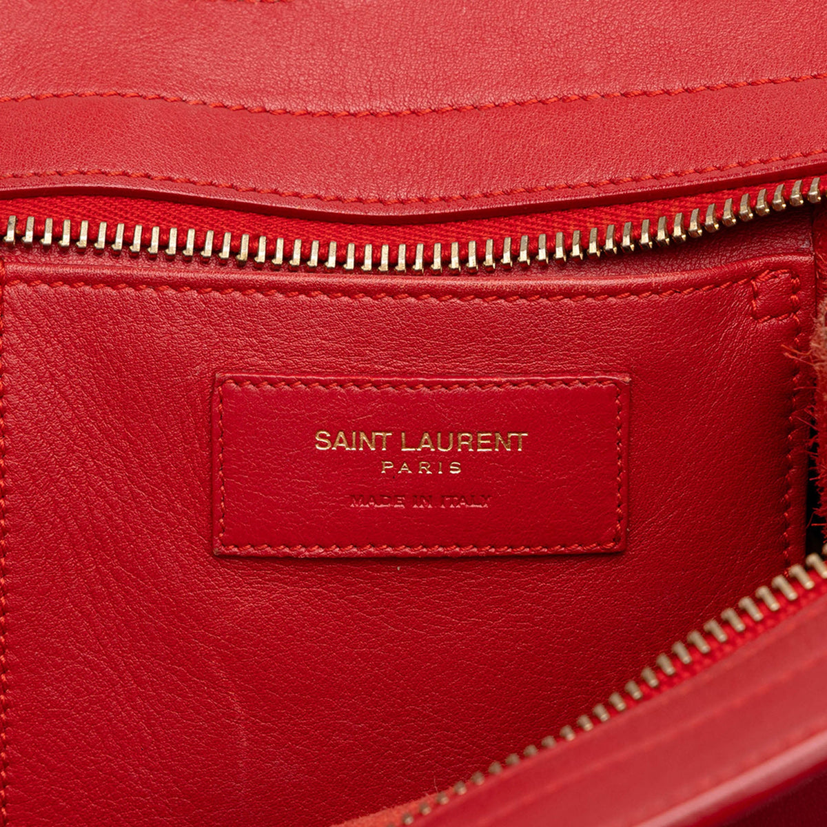 Saint Laurent Small Leather Monogram Downtown Cabas Satchel — Red