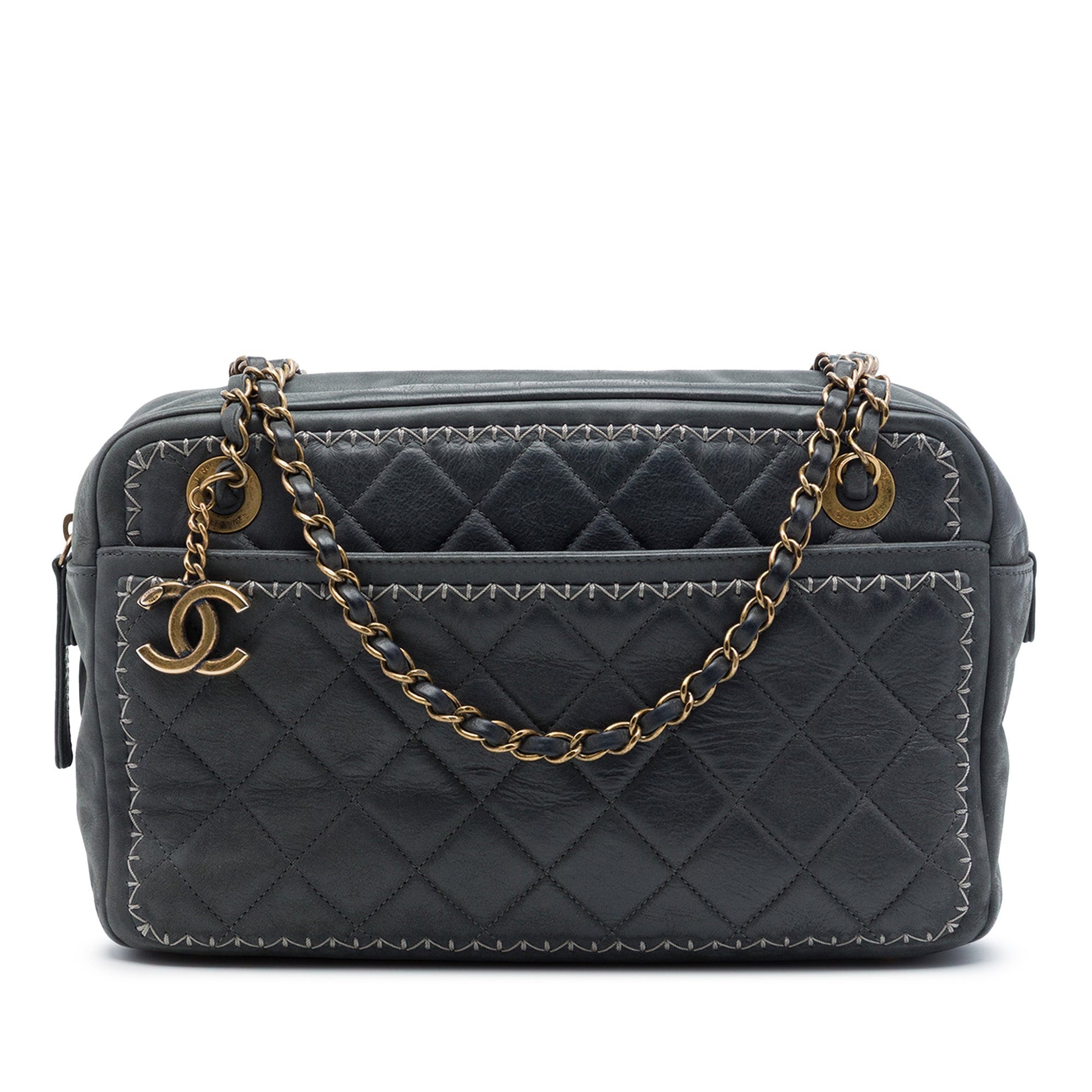 Chanel CC Quilted Iridescent Calfskin Whipstitch Camera Bag