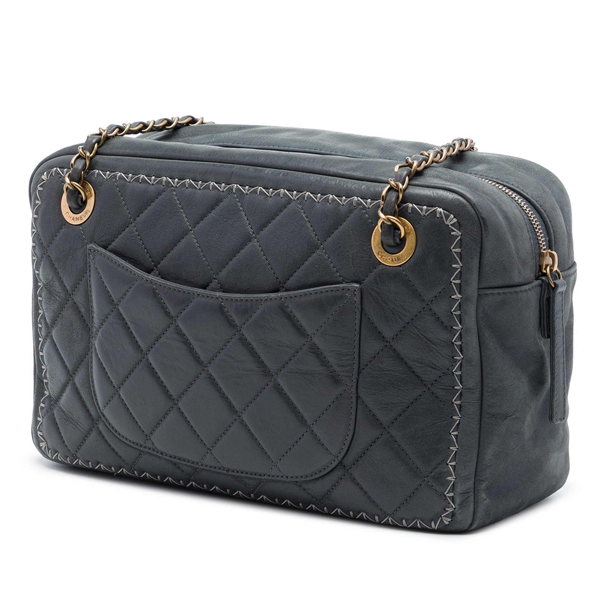 Chanel CC Quilted Iridescent Calfskin Whipstitch Camera Bag