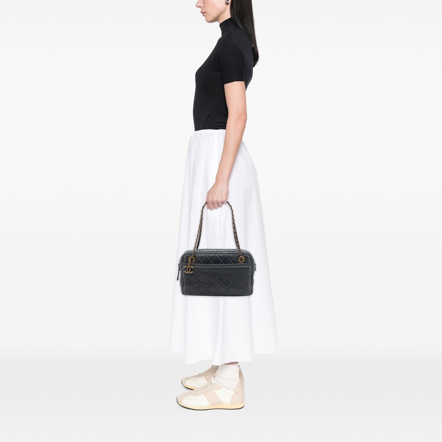 Chanel CC Quilted Iridescent Calfskin Whipstitch Camera Bag