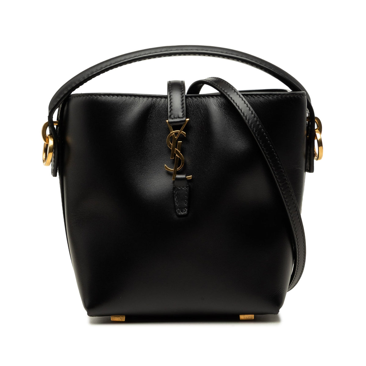 Saint Laurent Mini Shiny Calfskin Le 37 Bucket Bag — Black