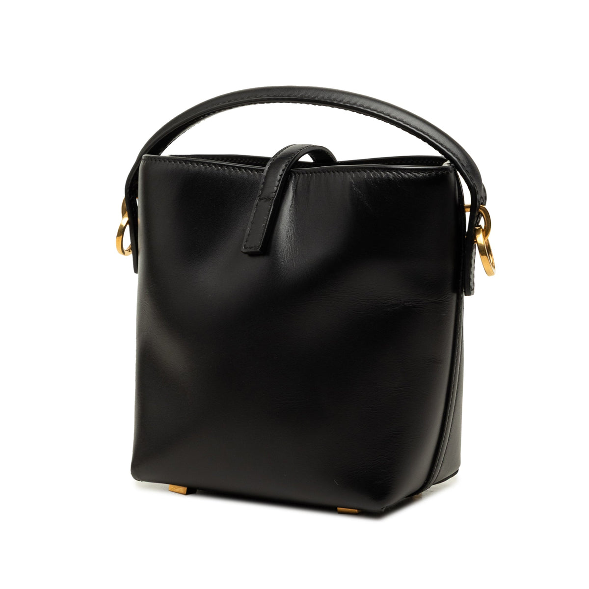 Saint Laurent Mini Shiny Calfskin Le 37 Bucket Bag — Black