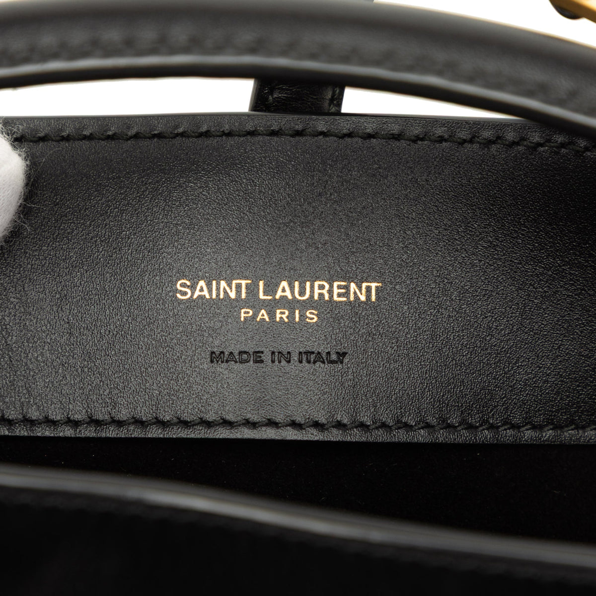 Saint Laurent Mini Shiny Calfskin Le 37 Bucket Bag — Black
