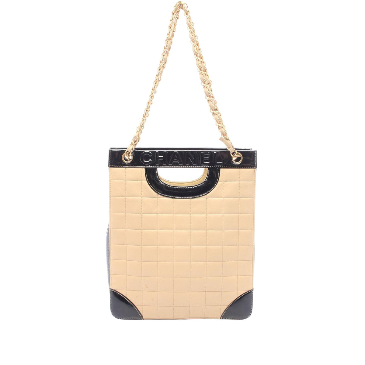 Chanel Choco Bar Calfskin Shopping Tote — Beige