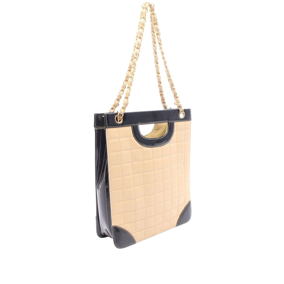 Chanel Choco Bar Calfskin Shopping Tote — Beige