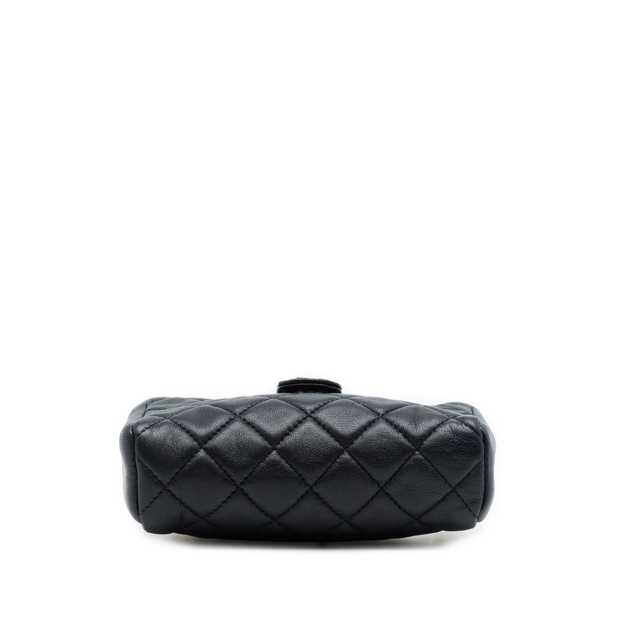 Chanel CC Quilted Lambskin O Mini Faux Pearl Chain Phone Holder Clutch — Black