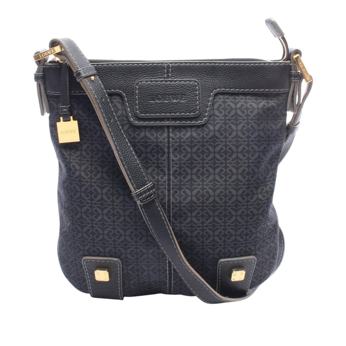 LOEWE Anagram Canvas New Road Crossbody — Black