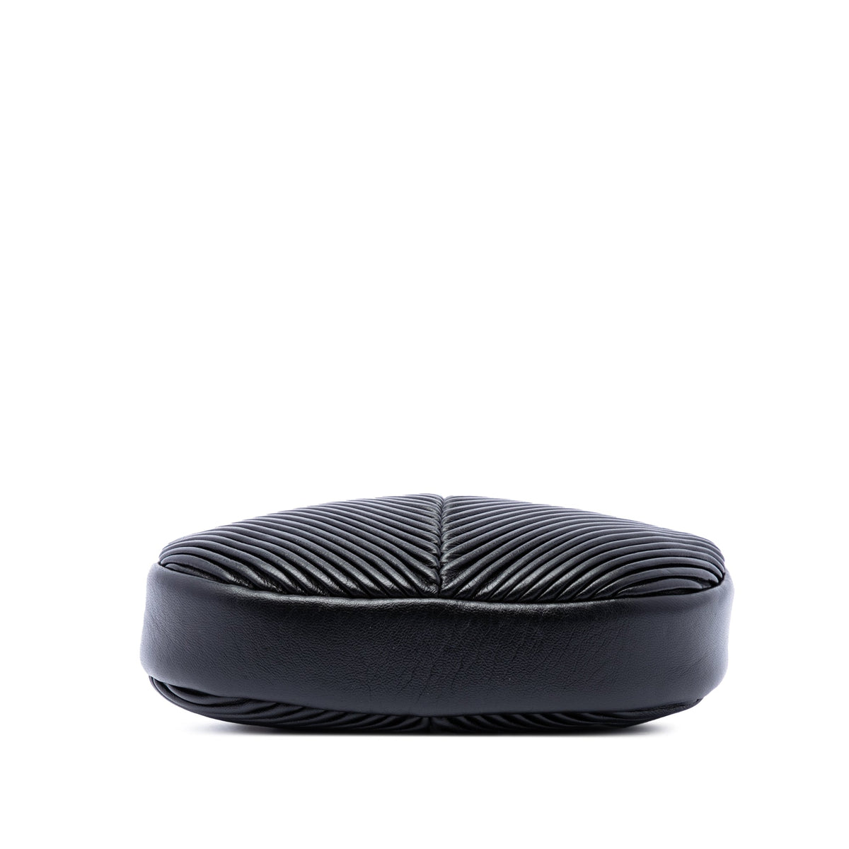 Chanel Chevron Lambskin Pleated Oval Camera Bag — Black
