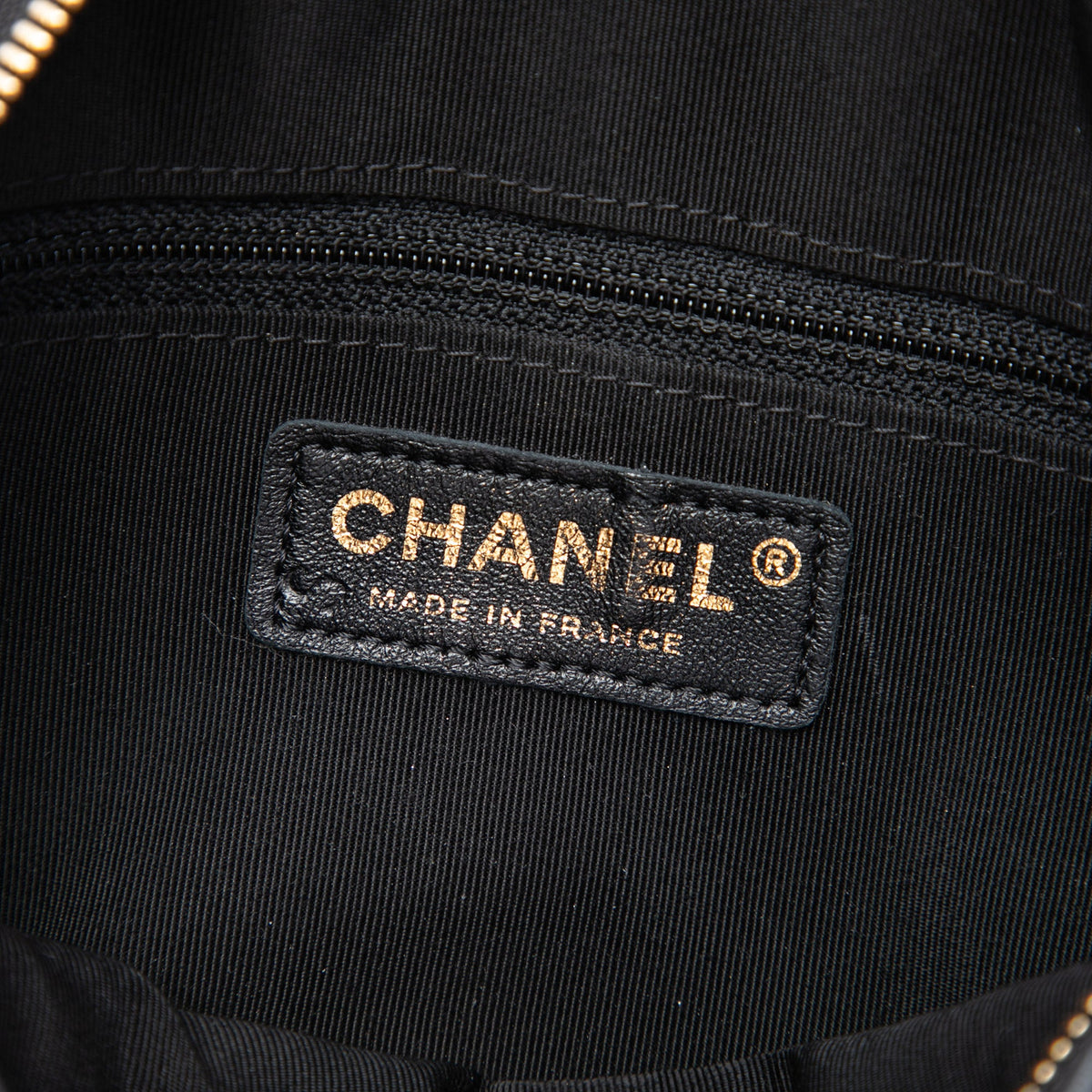 Chanel Chevron Lambskin Pleated Oval Camera Bag — Black