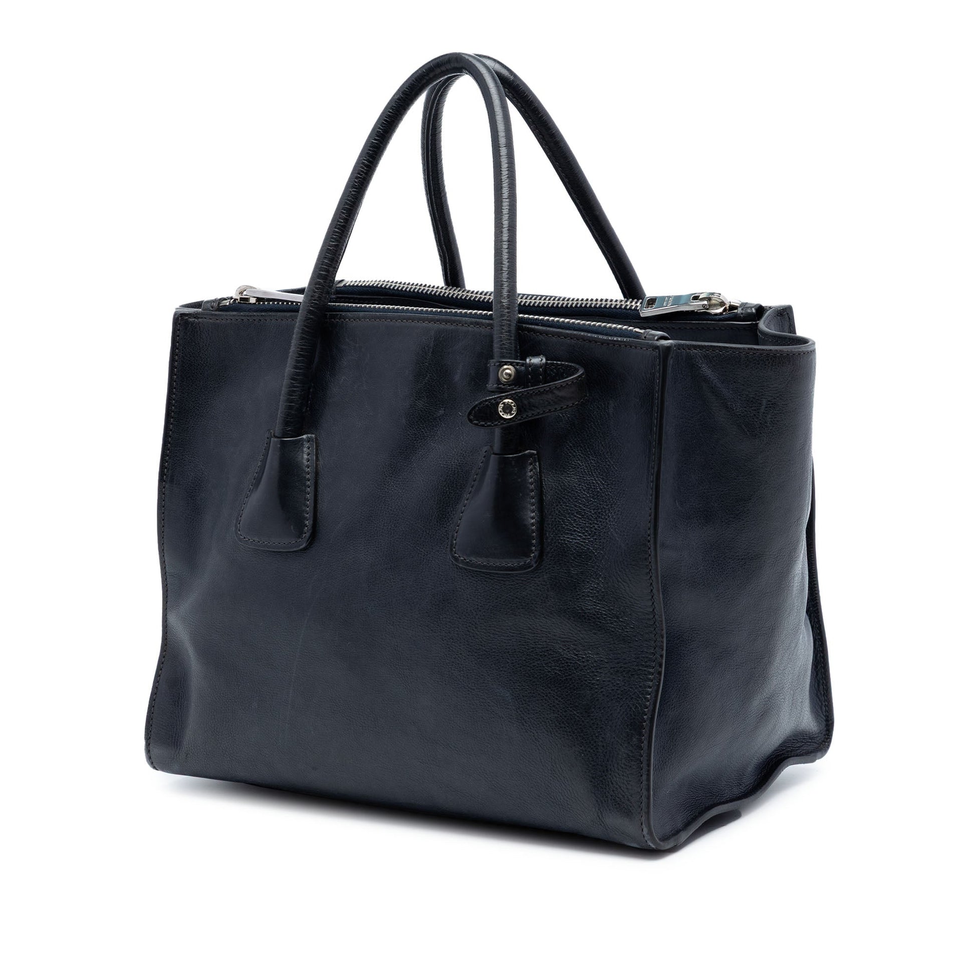 Prada Glace Calf Twin Pocket Double Handle Satchel