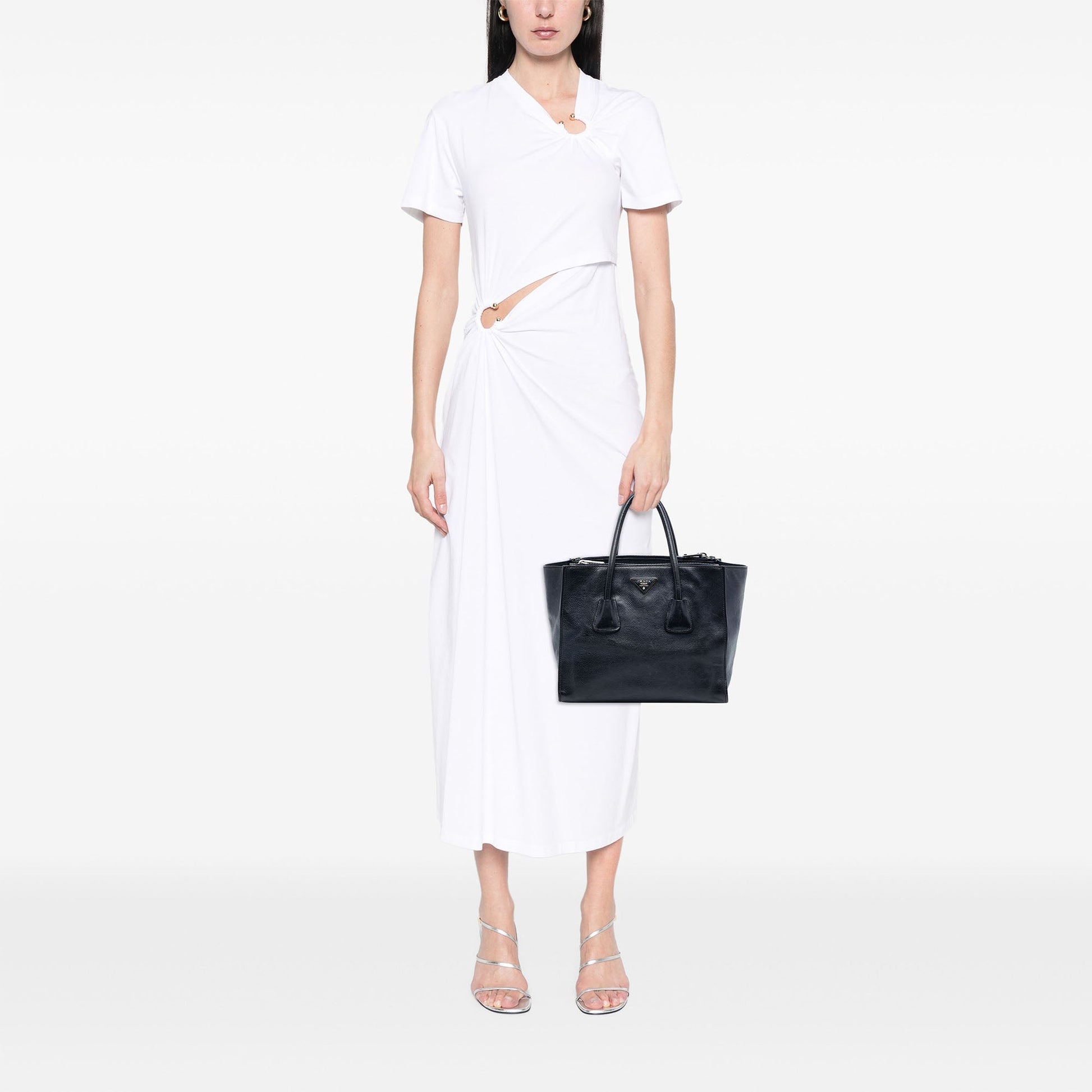 Prada Glace Calf Twin Pocket Double Handle Satchel