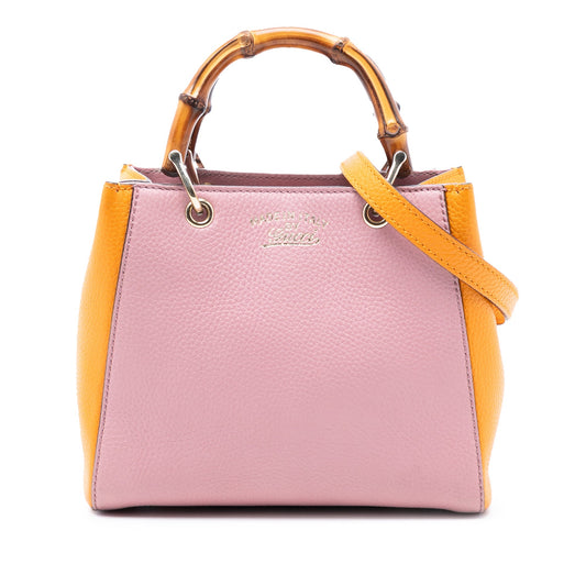Gucci Mini Bicolor Calfskin Bamboo Shopper Satchel