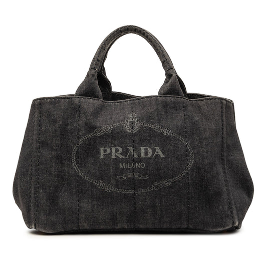 Prada Denim Canapa Logo Satchel