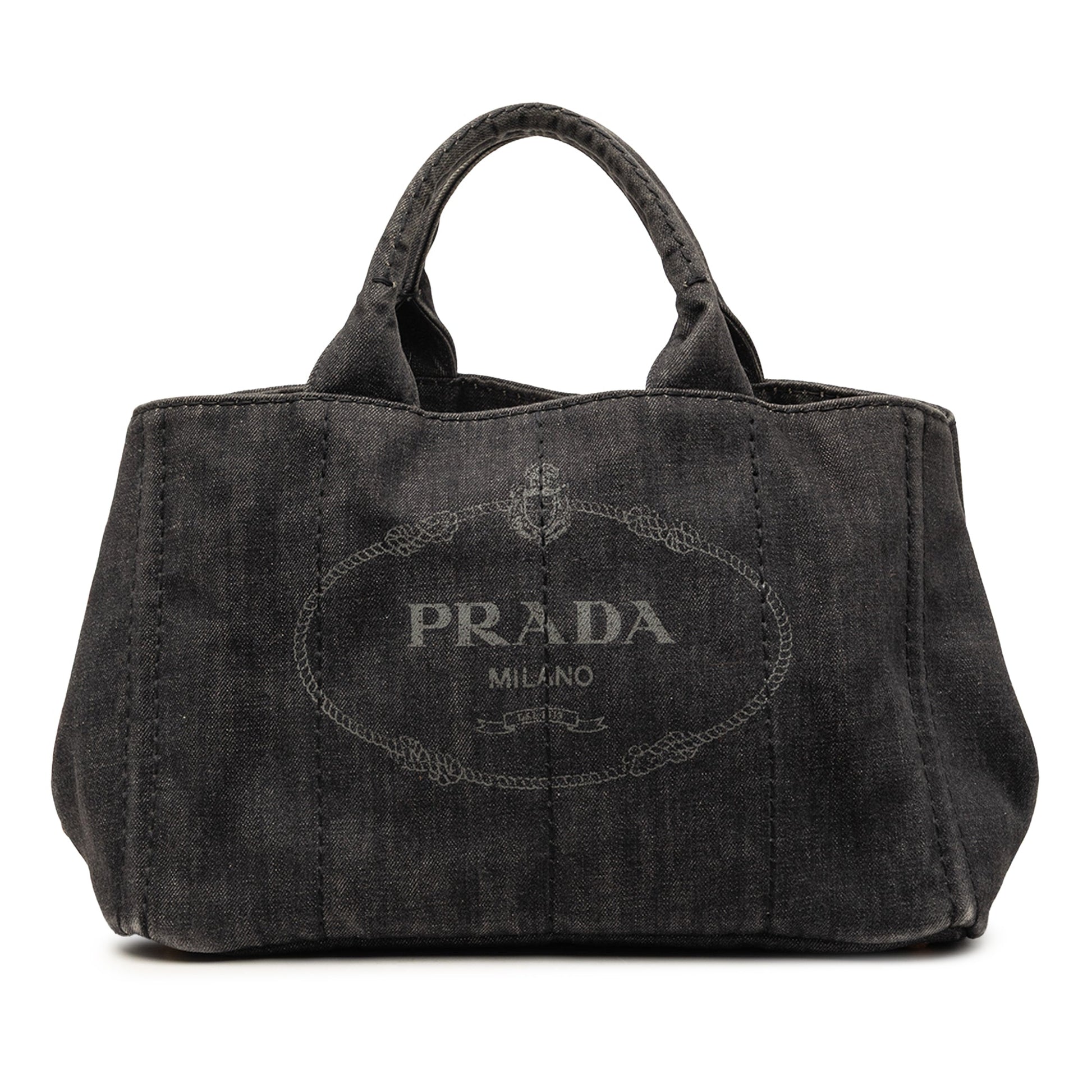 Prada Denim Canapa Logo Tote