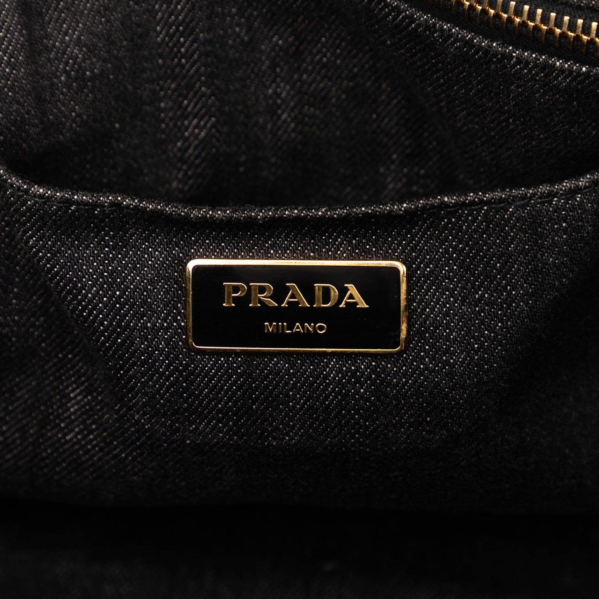 Prada Denim Canapa Logo Tote