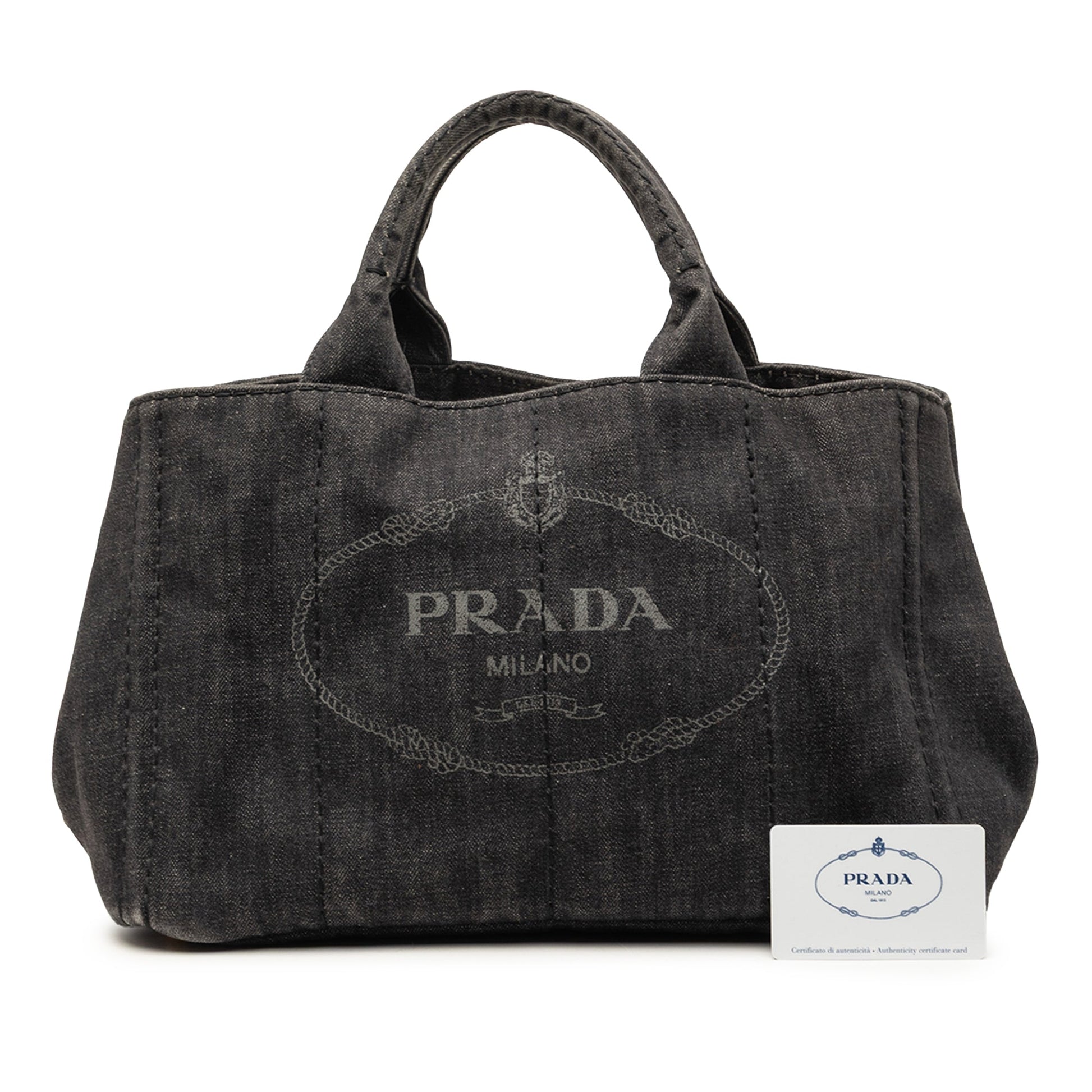 Prada Denim Canapa Logo Satchel