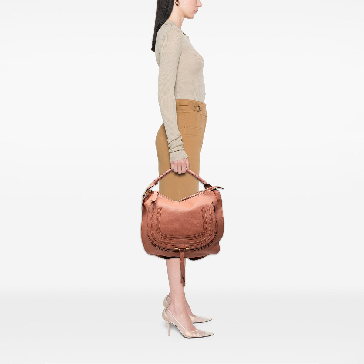 Chloé Large Pebbled Calfskin Marcie Hobo