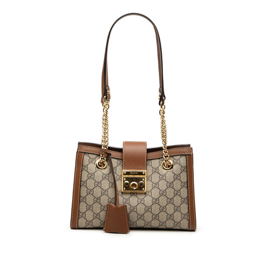 Gucci Small GG Supreme Padlock Tote — Beige