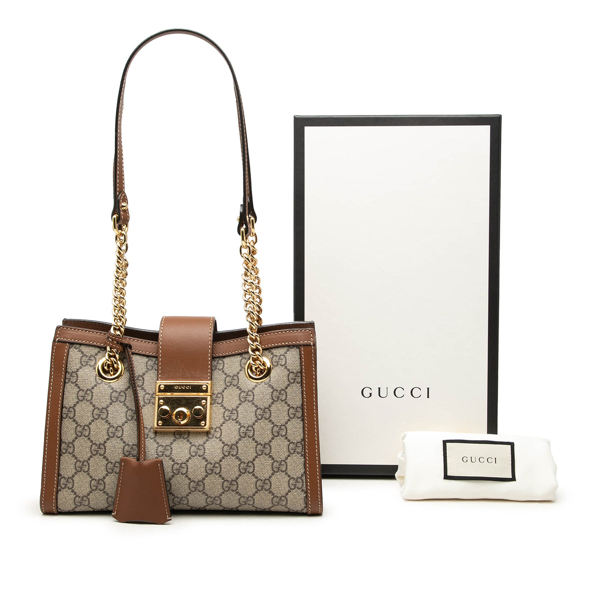 Gucci Small GG Supreme Padlock Tote — Beige