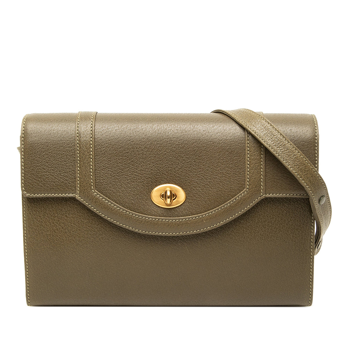 Gucci Calfskin Turnlock Flap Crossbody — Green