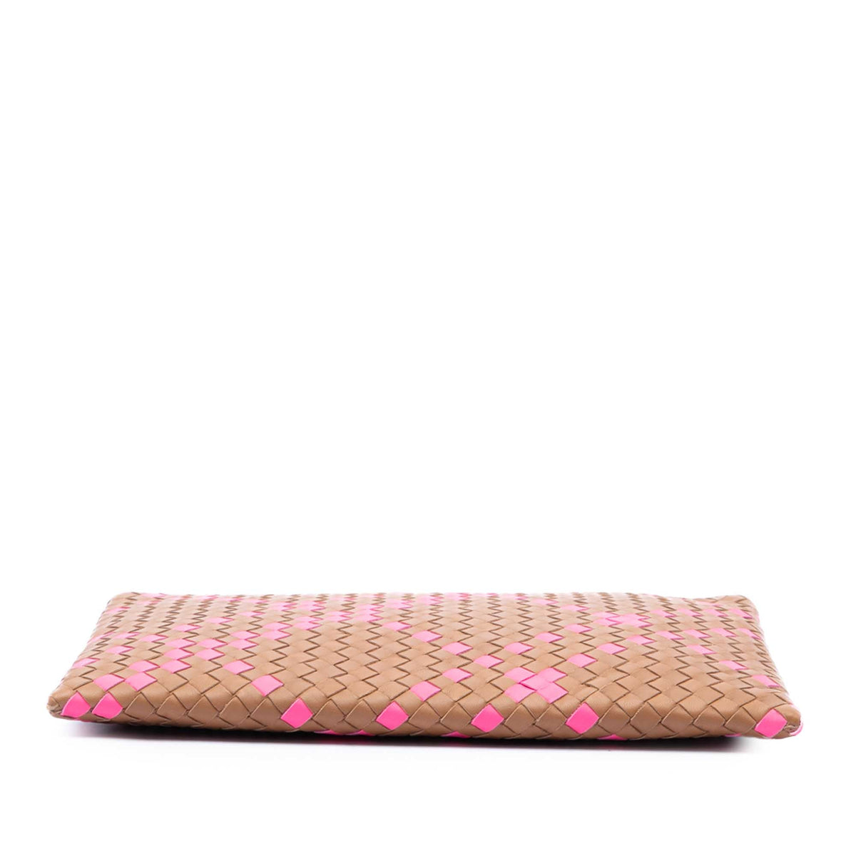 Bottega Veneta Bicolor Nappa Intrecciato Clutch — Brown