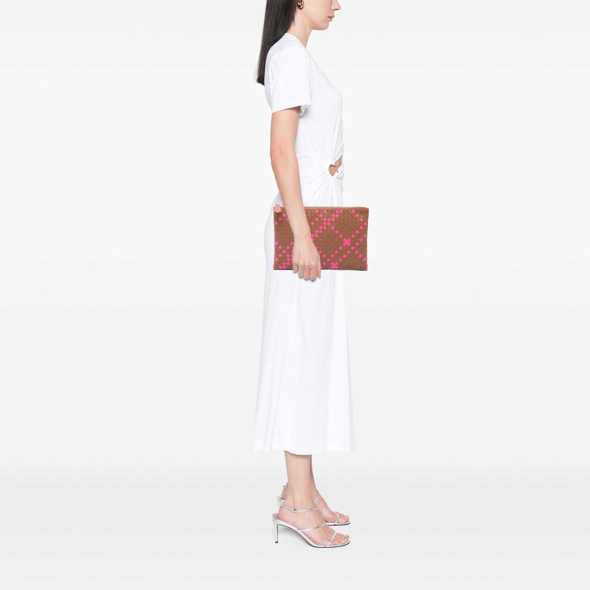 Bottega Veneta Bicolor Nappa Intrecciato Clutch — Brown