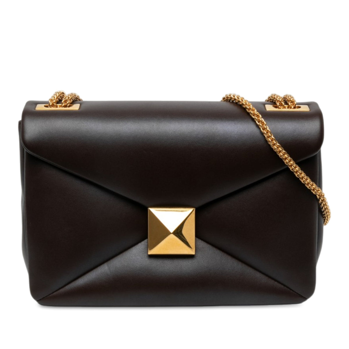 Valentino Nappa One Stud Chain Crossbody — Brown