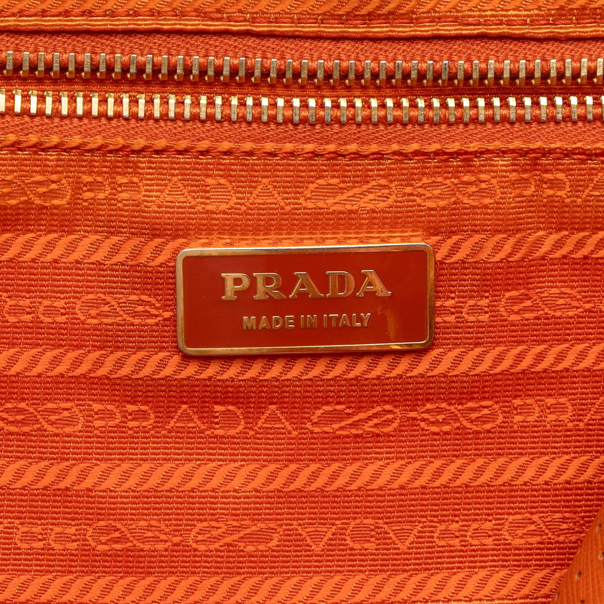 Prada Perforated Vitello Drive Leather Bauletto Top Handle Bag