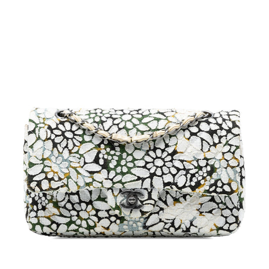 Medium Classic Chevron Tweed Floral Double Flap