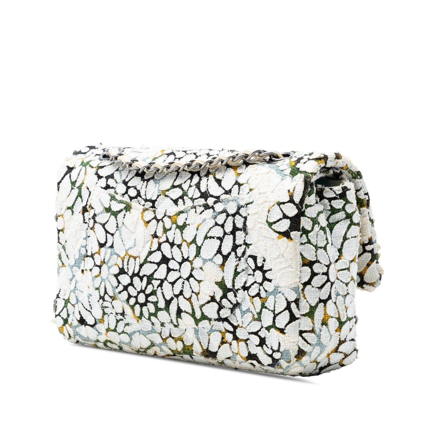 Medium Classic Chevron Tweed Floral Double Flap