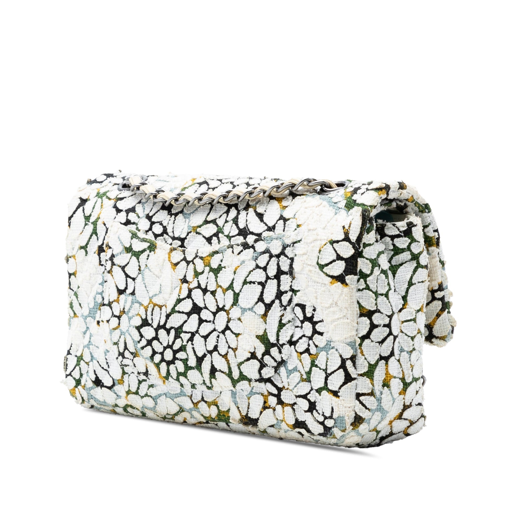 Medium Classic Chevron Tweed Floral Double Flap