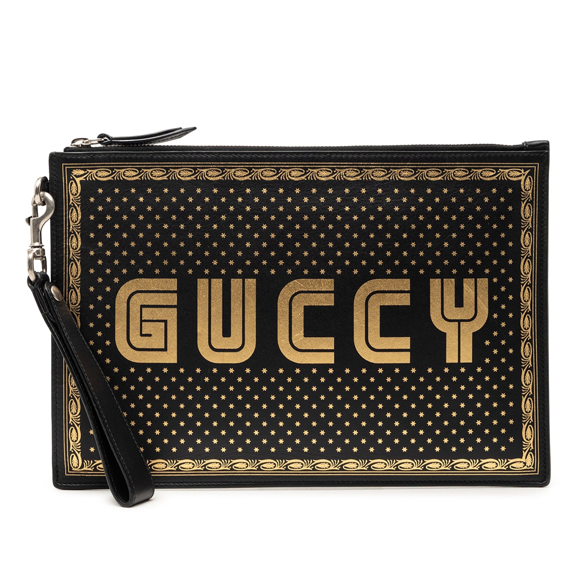 Gucci Leather Guccy Sega Clutch