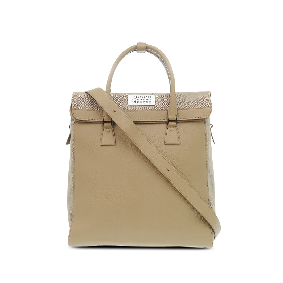 Maison Margiela Leather 5AC Daily Vertical Tote — Beige