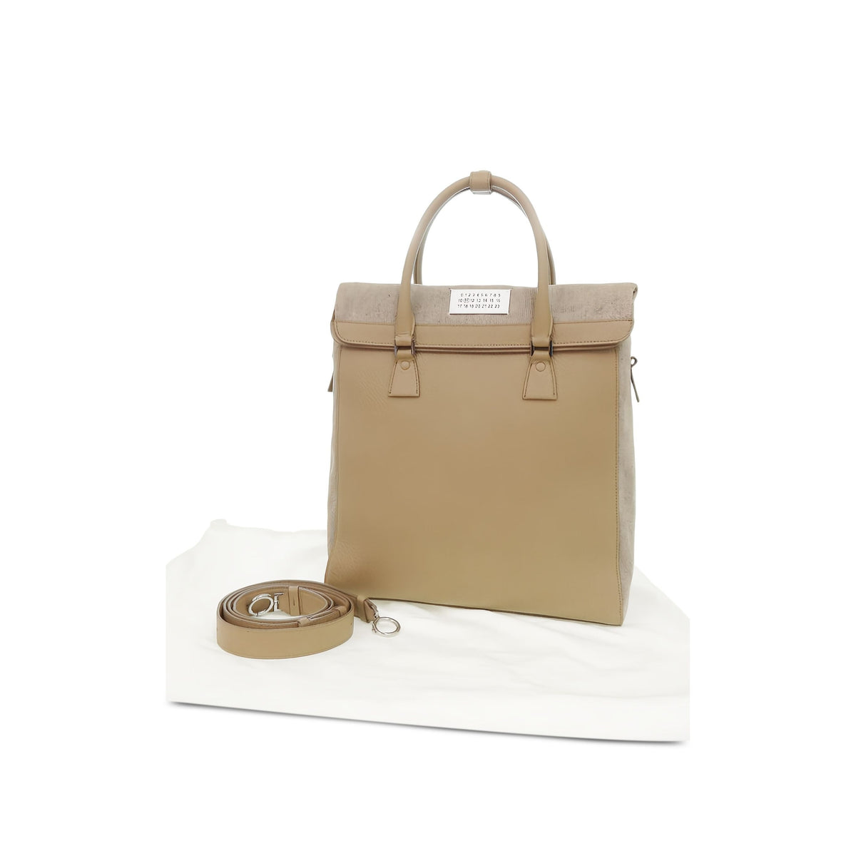 Maison Margiela Leather 5AC Daily Vertical Tote — Beige