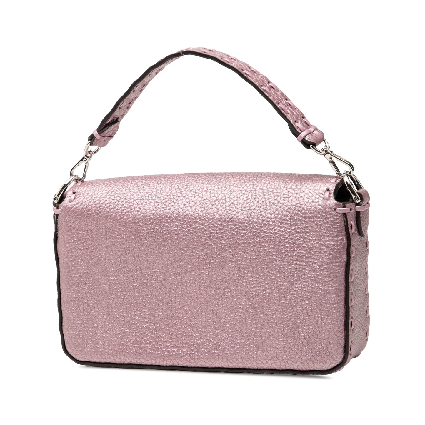 Fendi Mini Metallic Leather Selleria Baguette Satchel