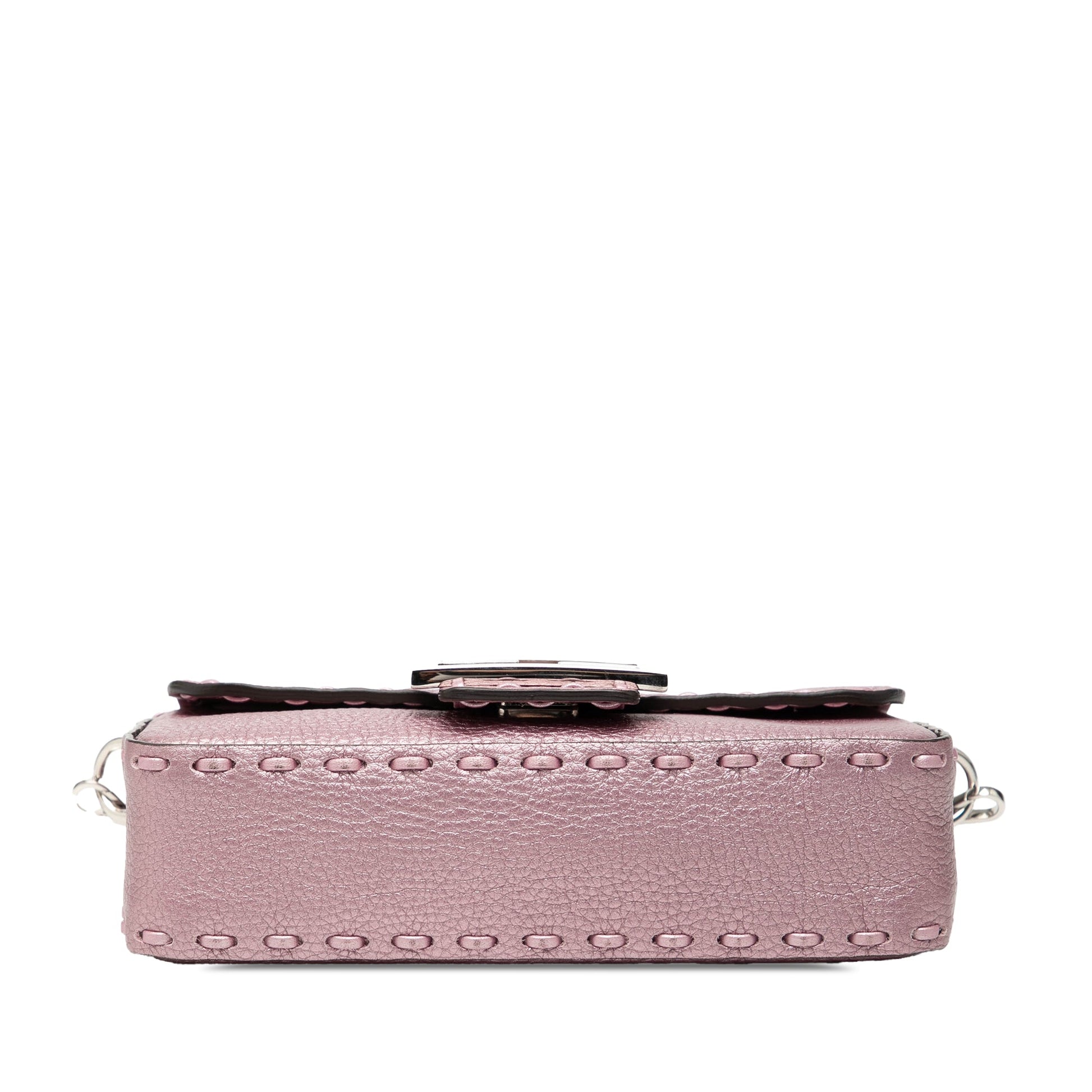 Fendi Mini Metallic Leather Selleria Baguette Satchel