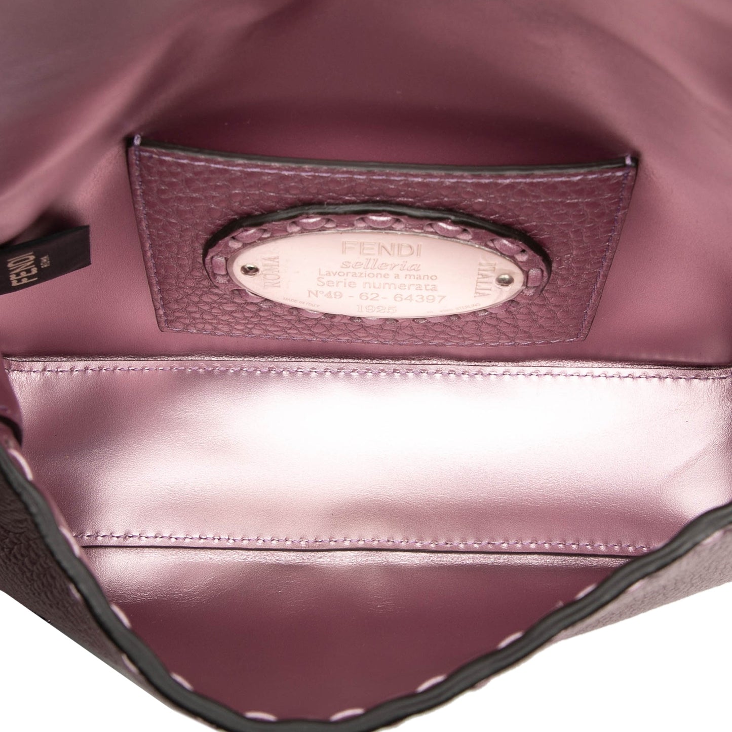 Fendi Mini Metallic Leather Selleria Baguette Satchel