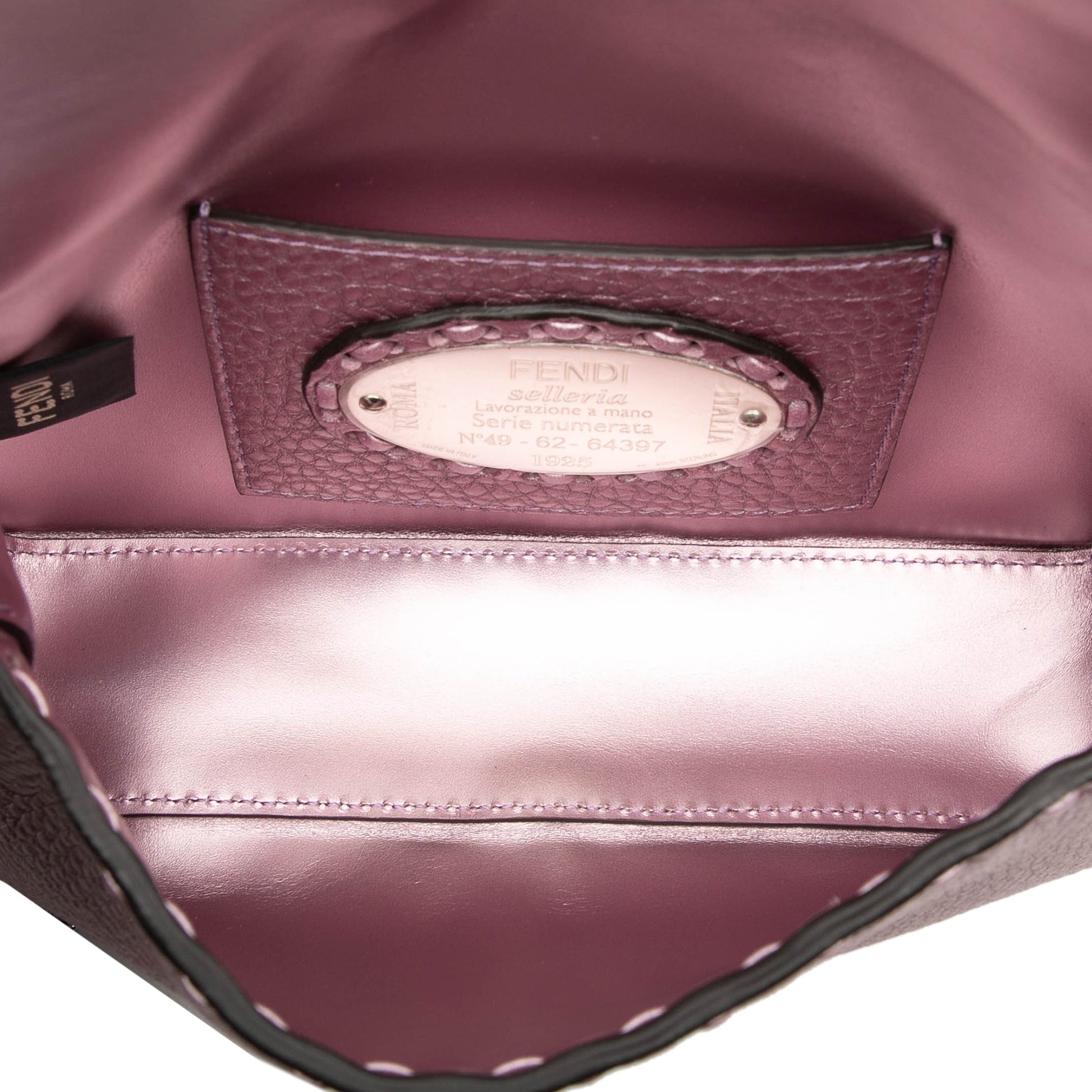 Fendi Mini Metallic Leather Selleria Baguette Satchel