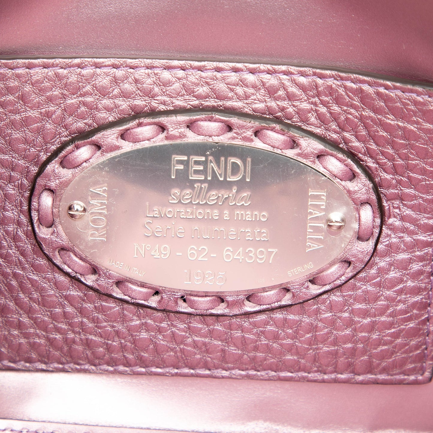 Fendi Mini Metallic Leather Selleria Baguette Satchel