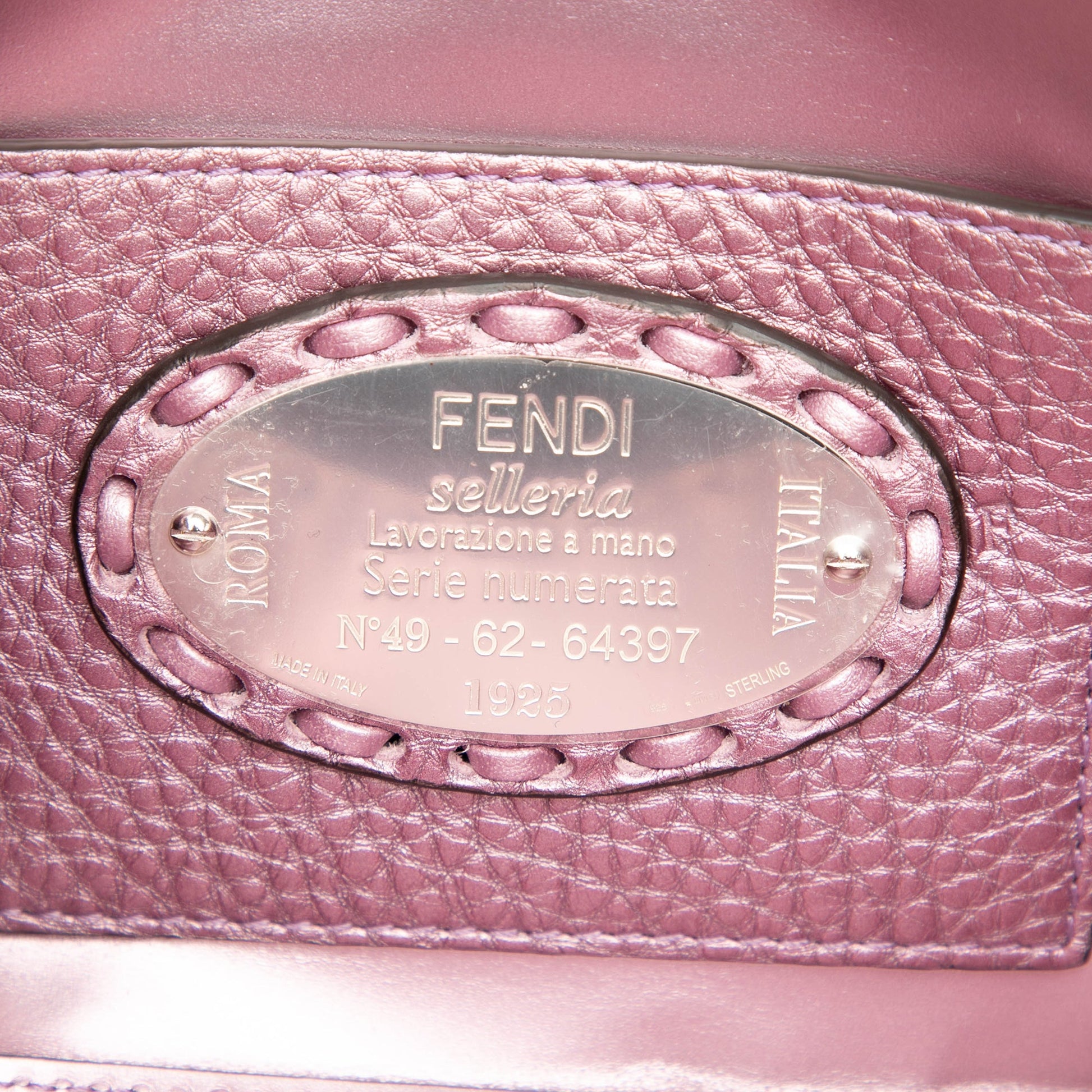 Fendi Mini Metallic Leather Selleria Baguette Satchel