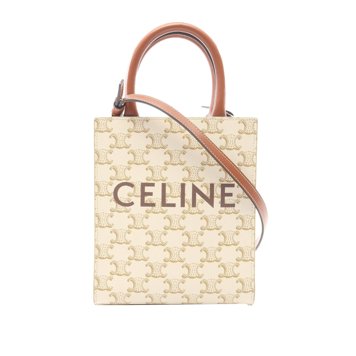 Celine Mini Triomphe Coated Canvas Vertical Cabas Satchel