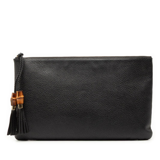 Gucci Calfskin Bamboo Tassel Clutch