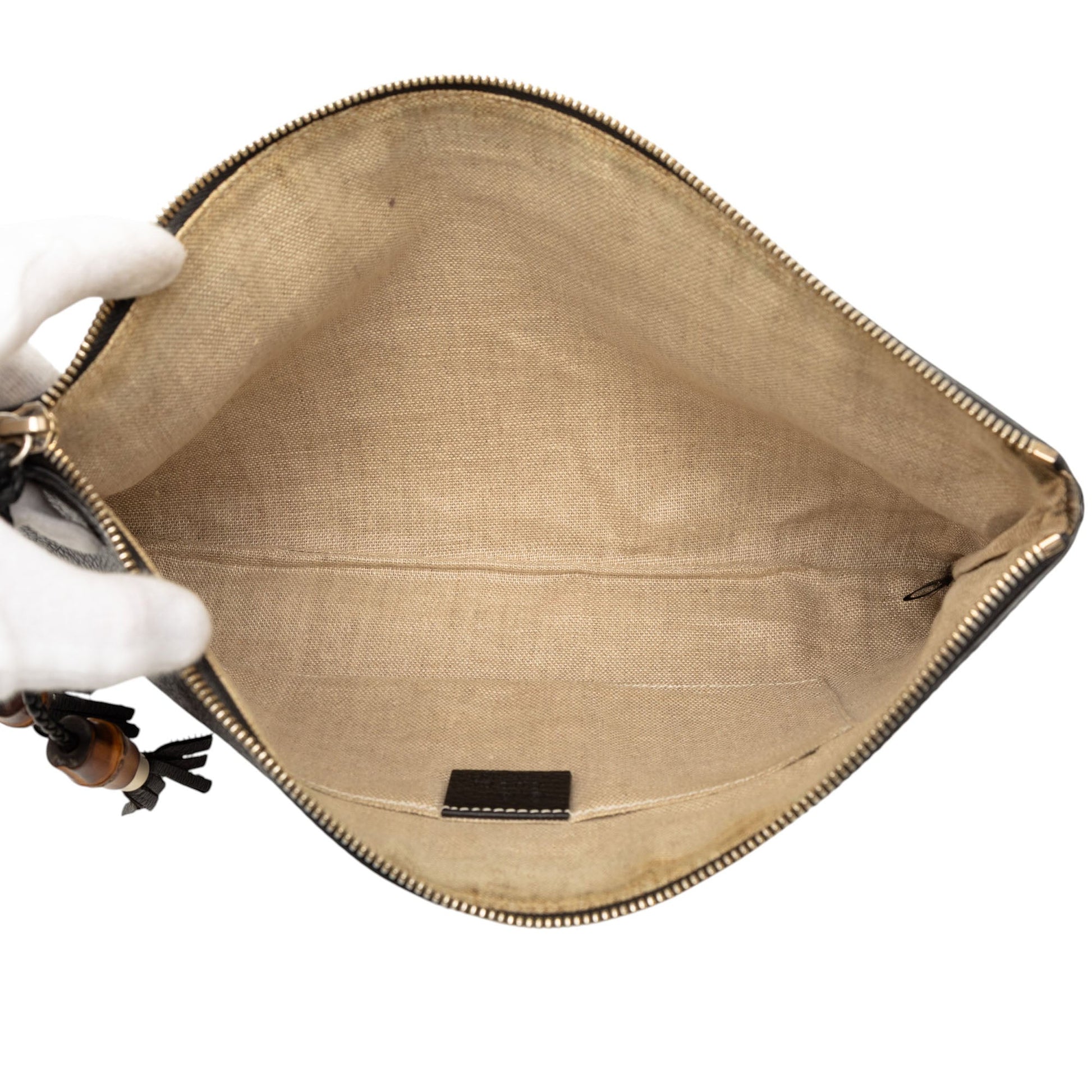 Gucci Calfskin Bamboo Tassel Clutch