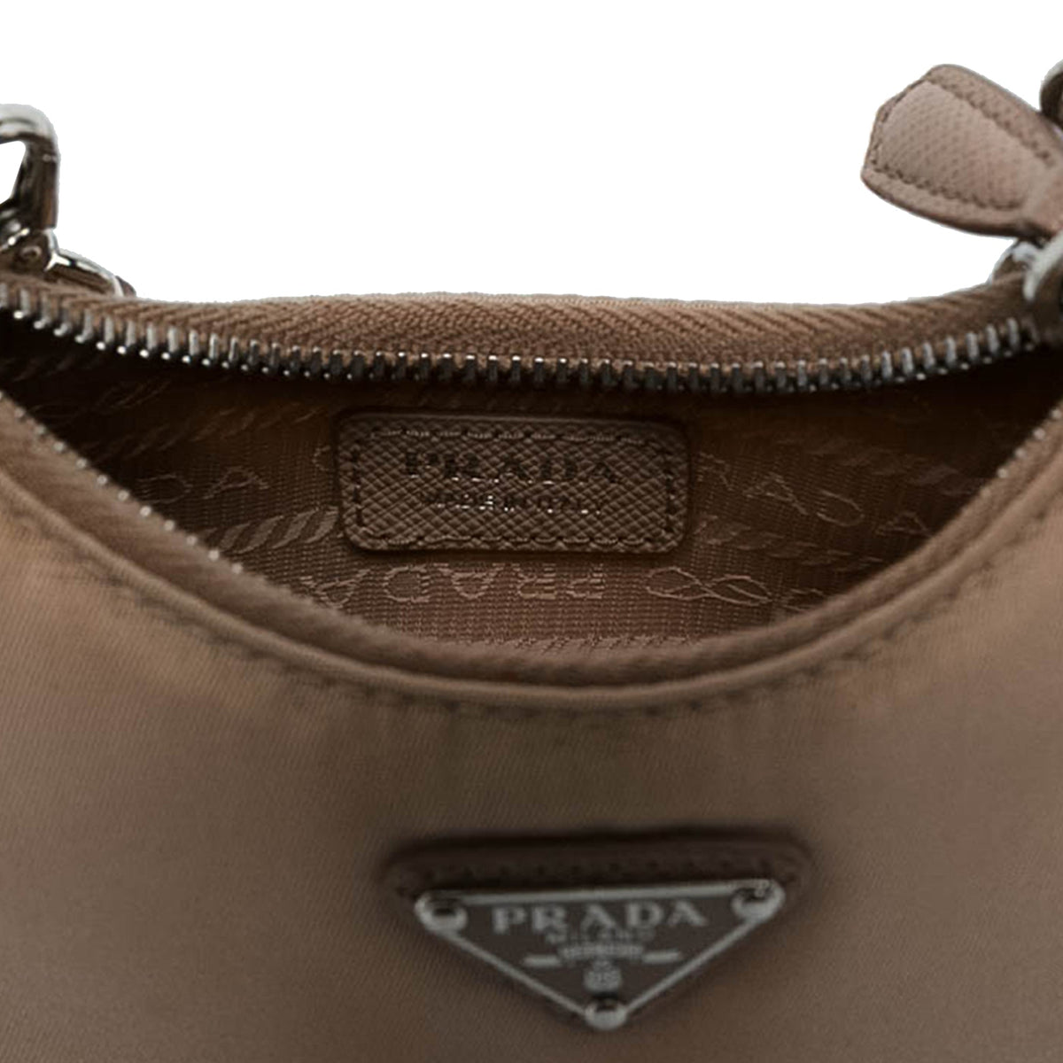 Prada Mini Tessuto Re Edition 2005 Satchel — Beige