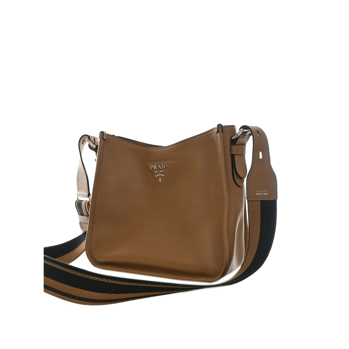 Prada Medium Vitello Daino Soft Hobo — Brown