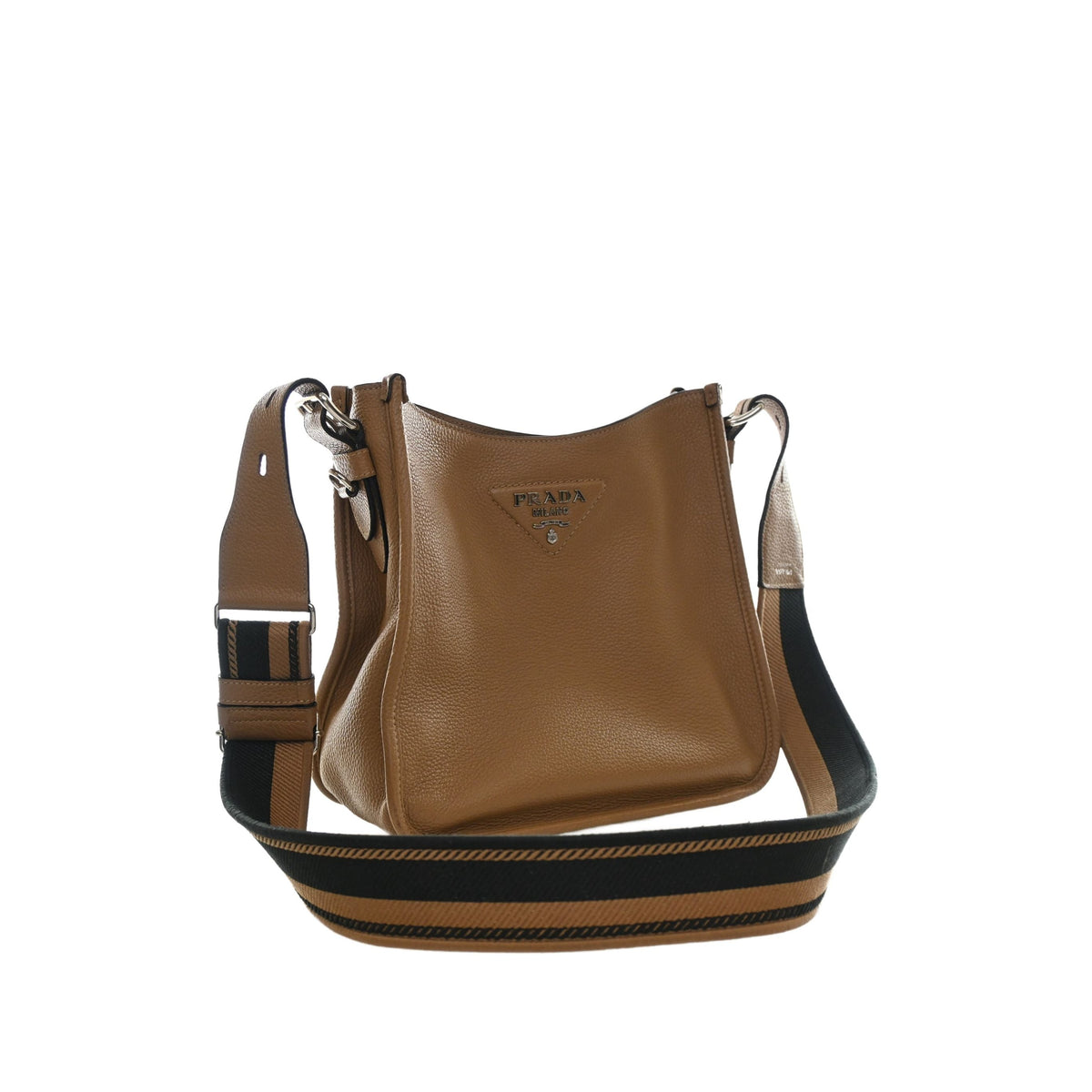 Prada Medium Vitello Daino Soft Hobo — Brown